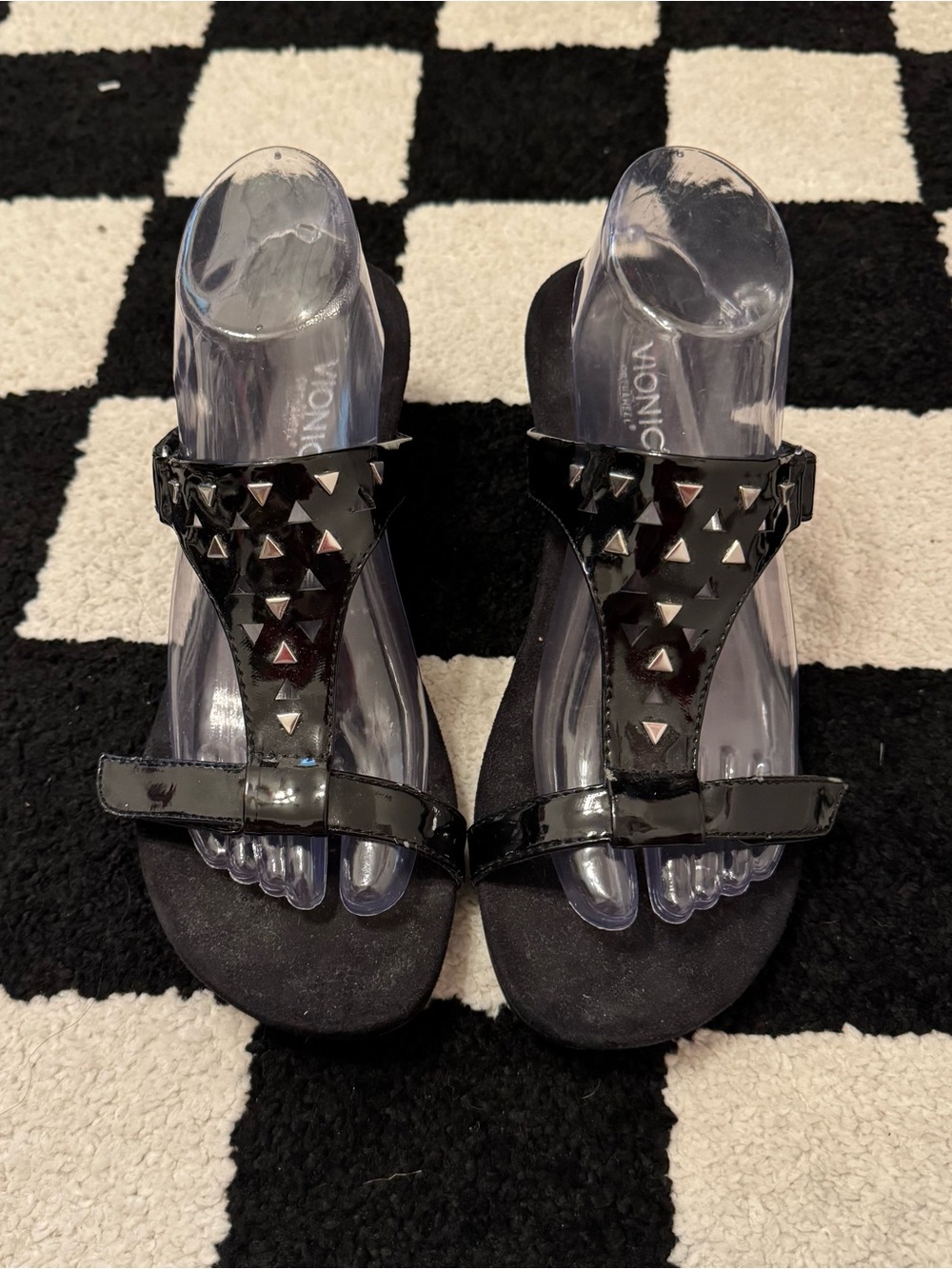 Vionic Sandals Maggie 48 Black Studded Open Toe Heels Size 9